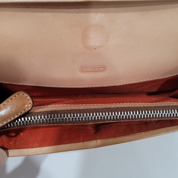 Coach Long Wallet Stripe Envelope Beige Brown Tan Designer Large Leather Canvas - Picture 4 of 8